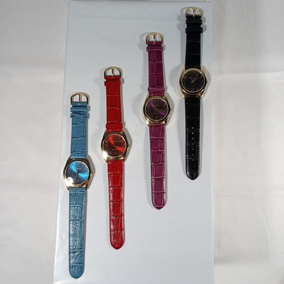Gossip Quartz Ladies Wrist Watch Set Lot of 4 - Genuine Leather - New Batteries - Picture 1 of 16